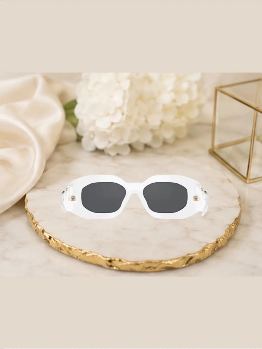 NWT Versace VE4425U White Geometric Medusa Sunglasses